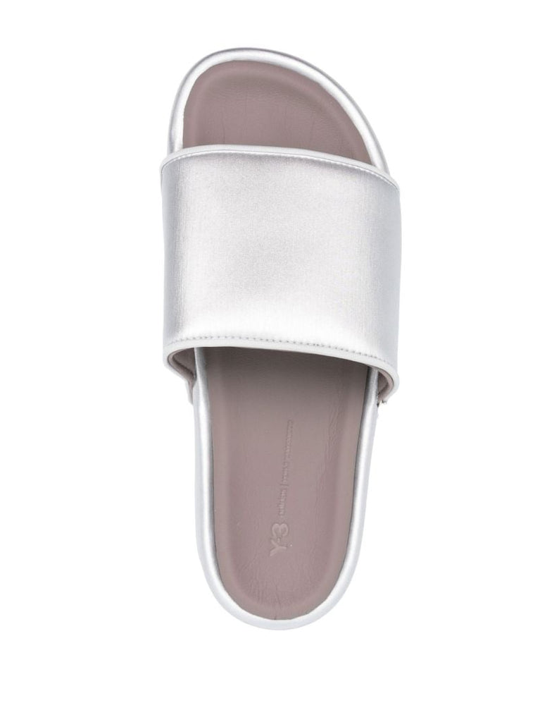 Silver-tone Flatform Slides