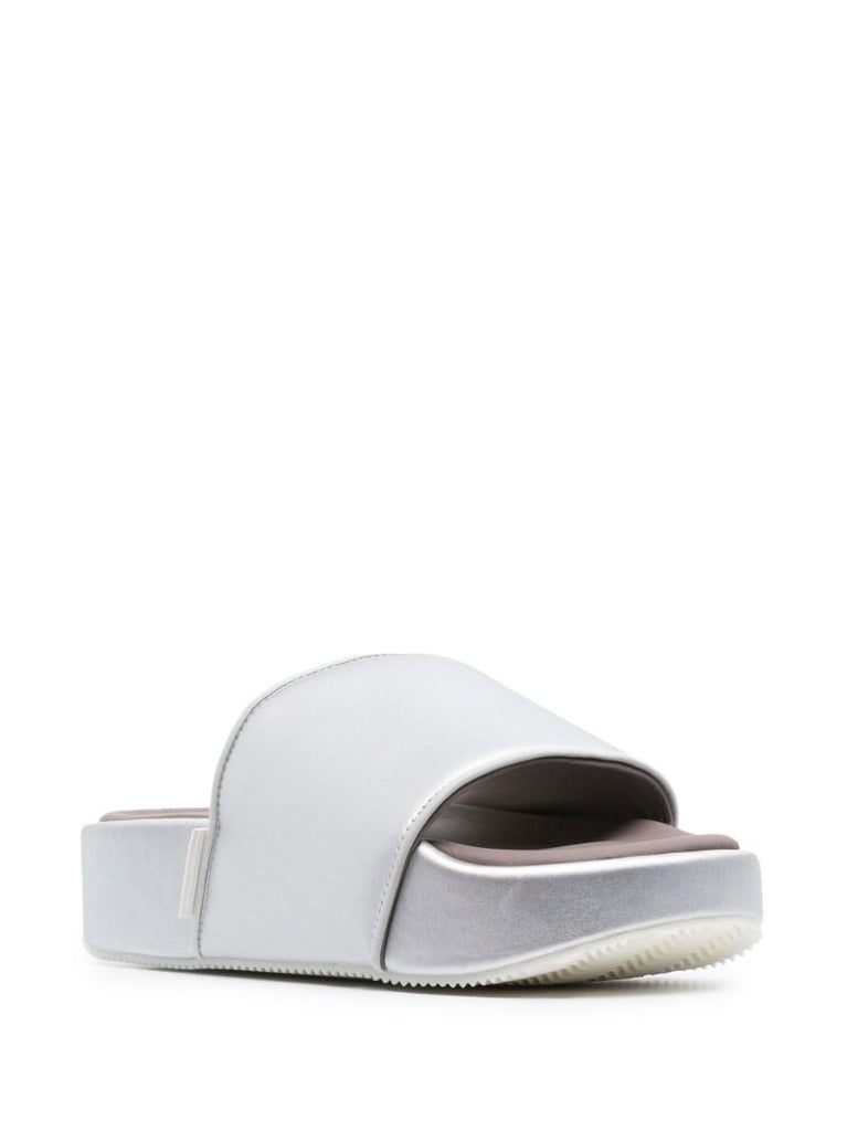 Silver-tone Flatform Slides