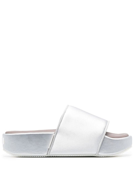 Silver-tone Flatform Slides
