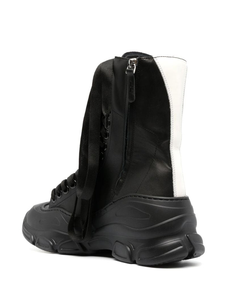 Black React Leather Combat Boots