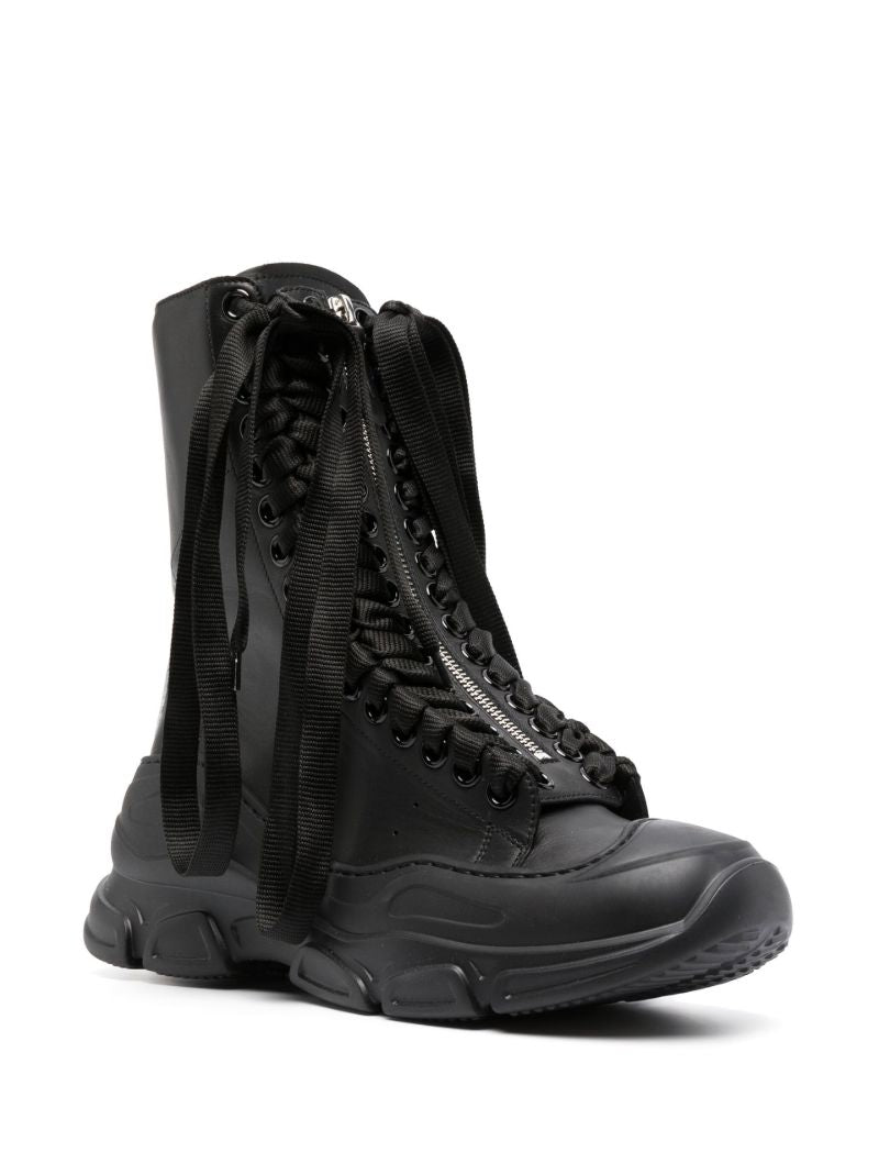 Black React Leather Combat Boots