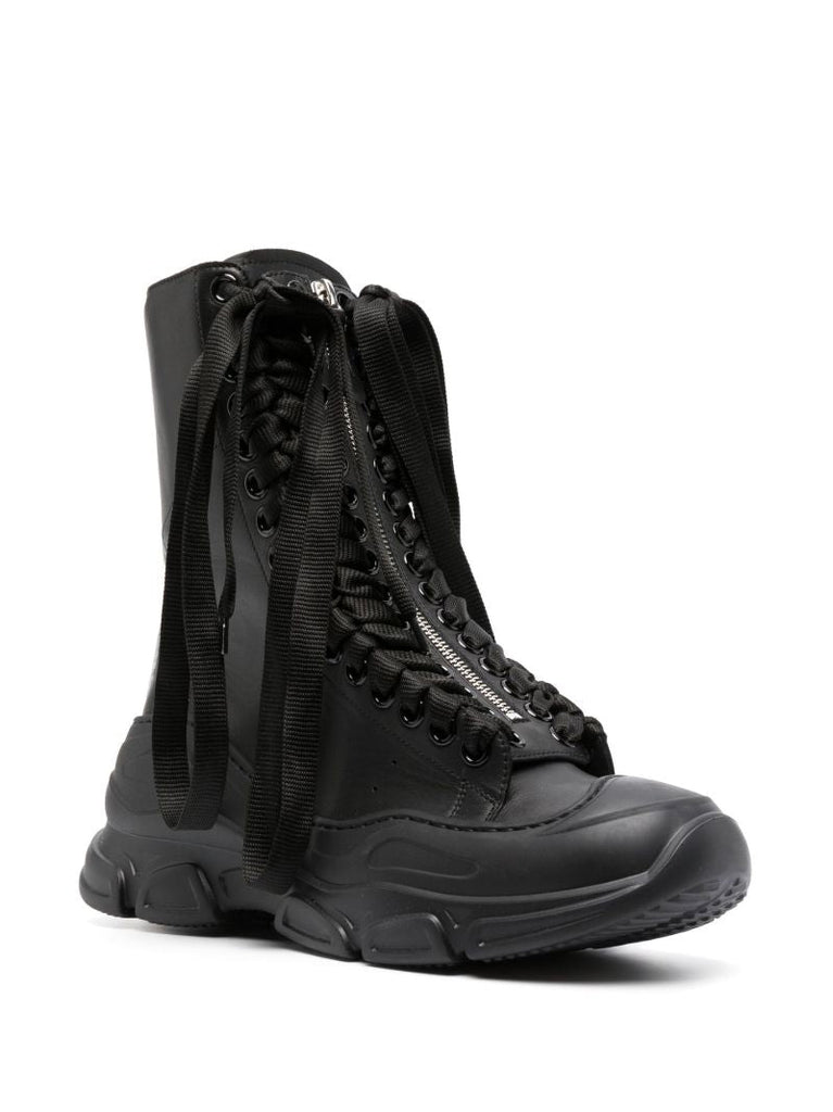 Black React Leather Combat Boots