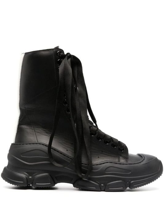 Black React Leather Combat Boots