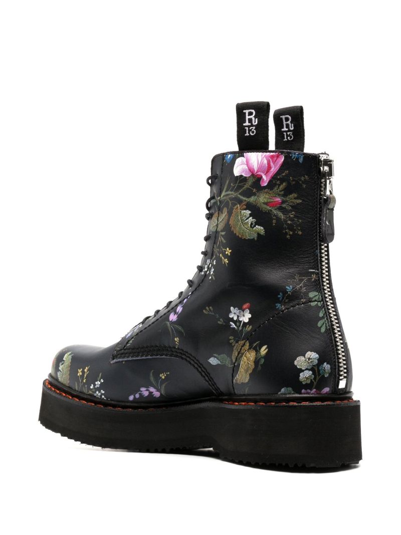 Black Single Stack Leather Combat Boots