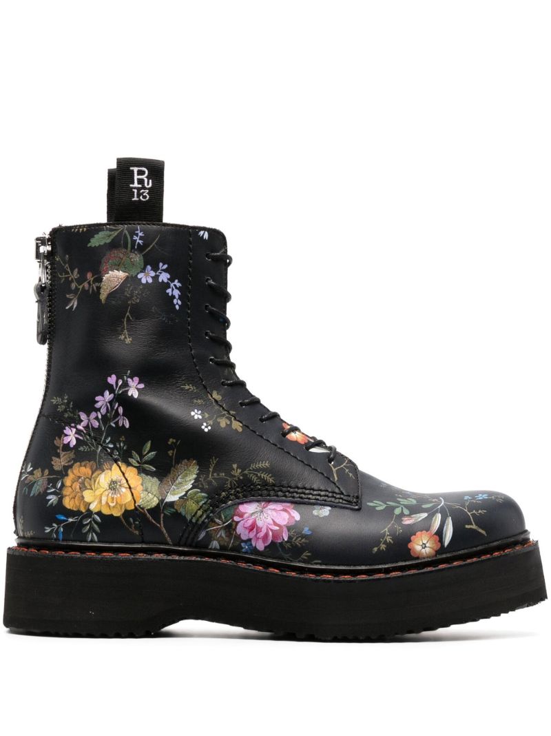 Black Single Stack Leather Combat Boots