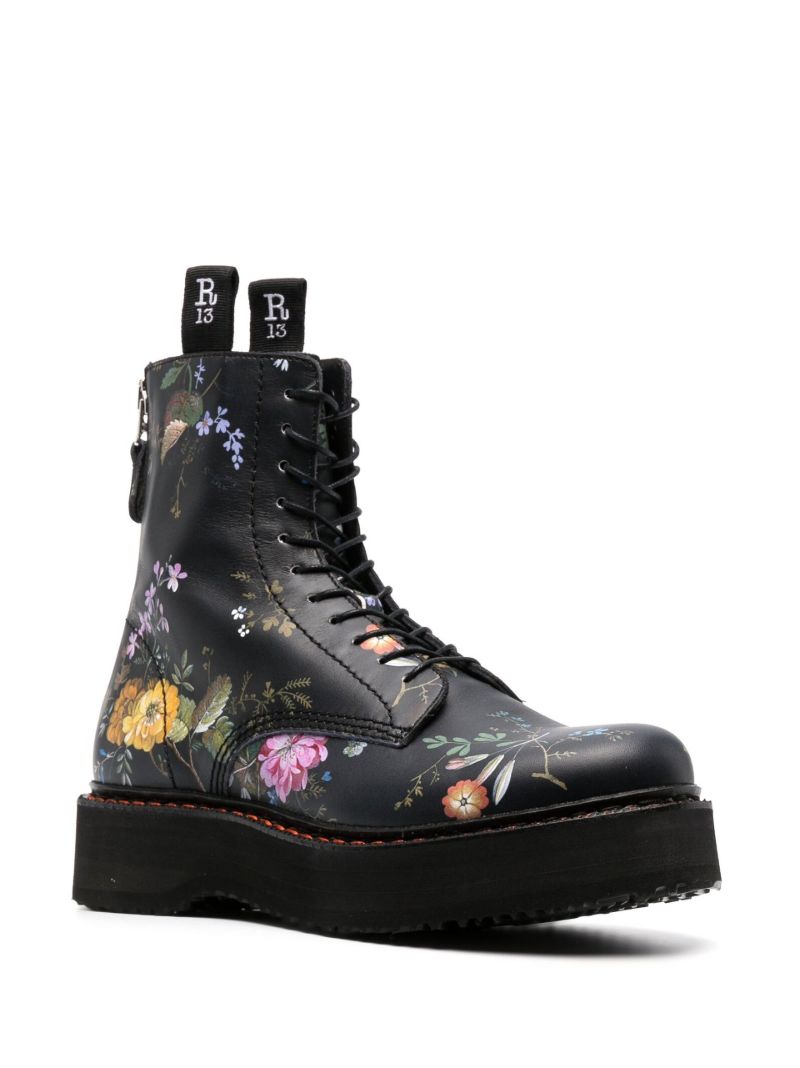 Black Single Stack Leather Combat Boots