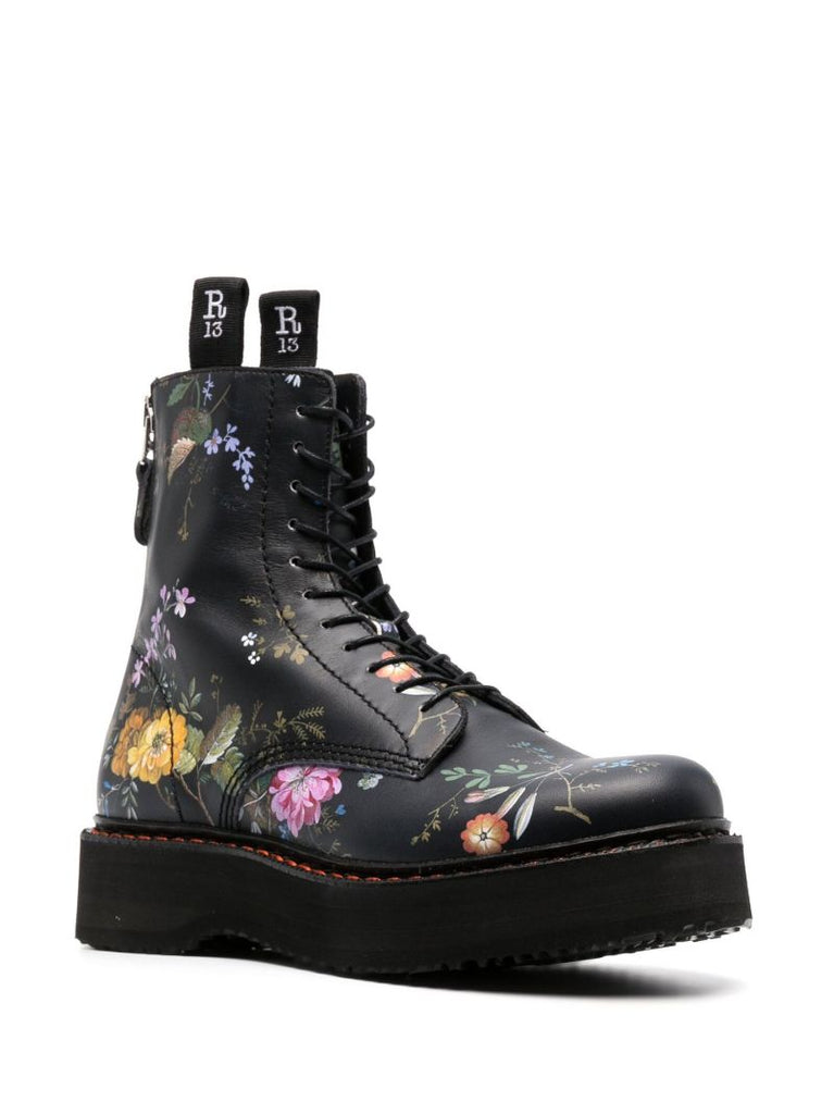 Black Single Stack Leather Combat Boots