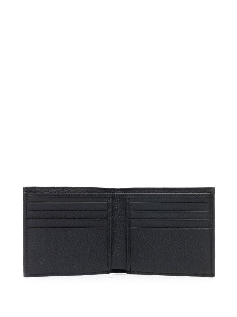 Black Logo Plaque Leather Wallet