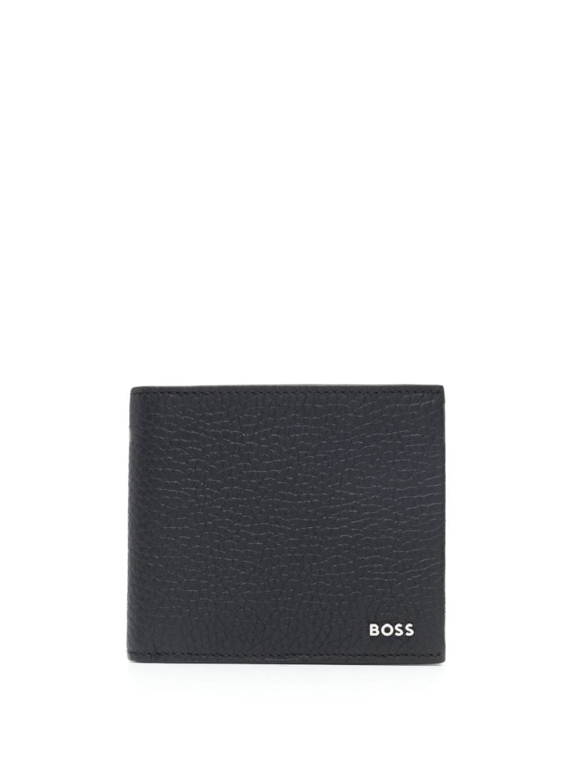 Black Logo Plaque Leather Wallet