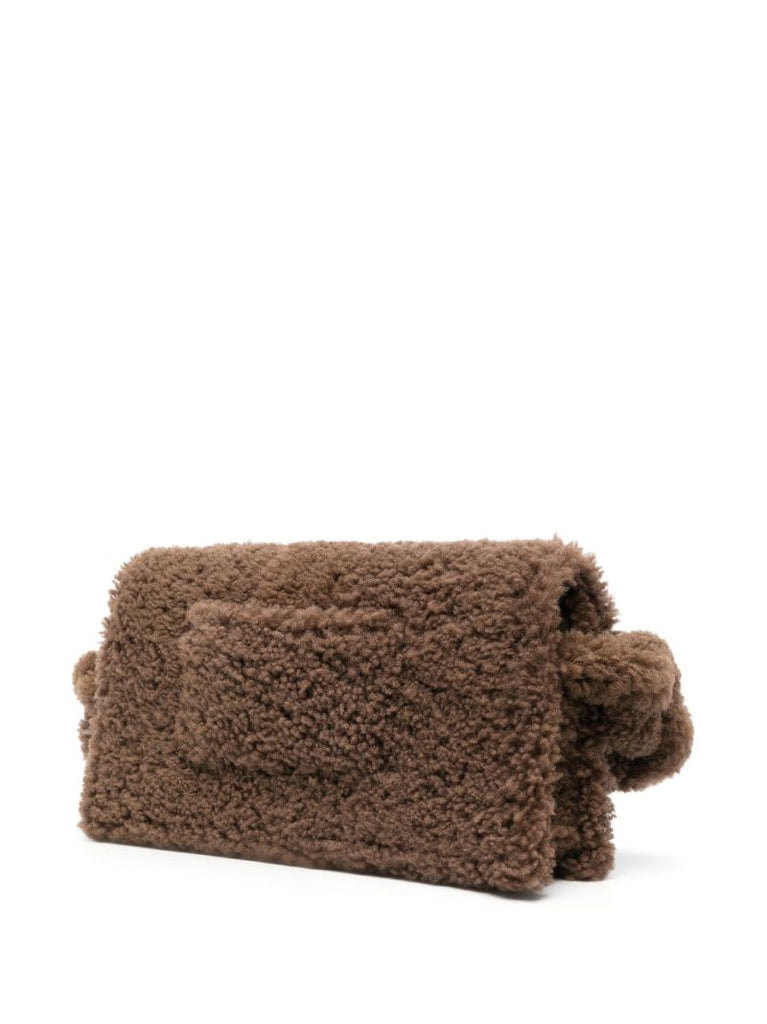 Brown Le Bambidou Shearling Shoulder Bag
