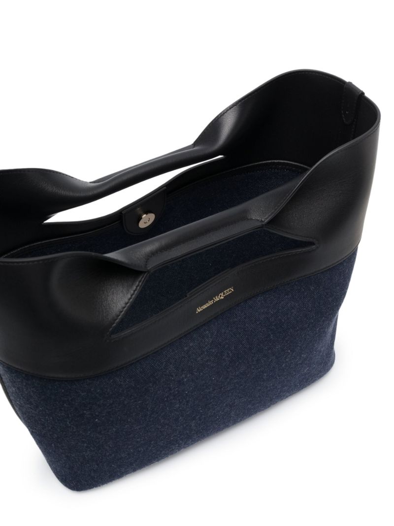 Black the Bow Small Leather Denim Tote Bag