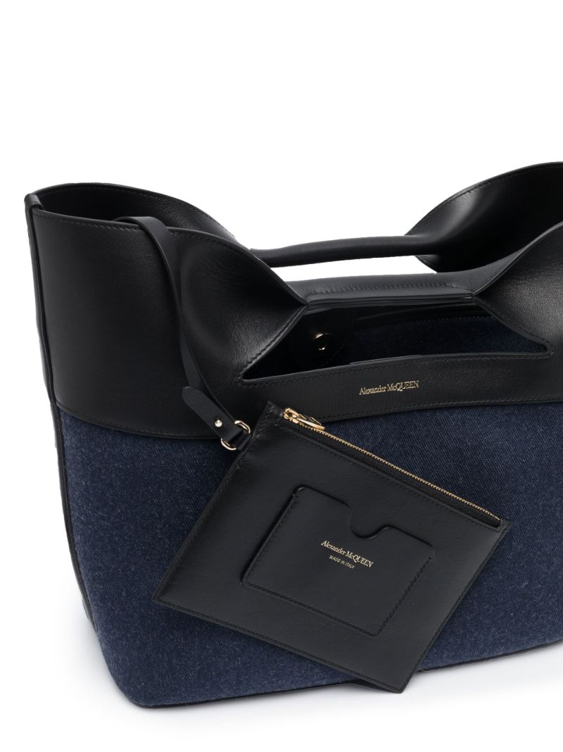 Black the Bow Small Leather Denim Tote Bag
