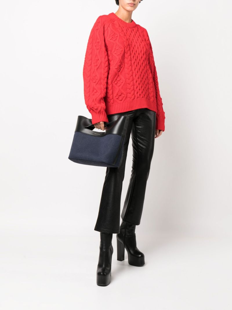 Black the Bow Small Leather Denim Tote Bag