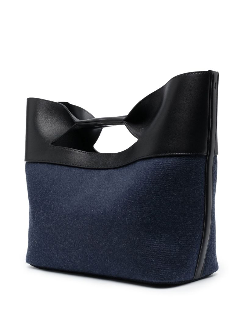 Black the Bow Small Leather Denim Tote Bag