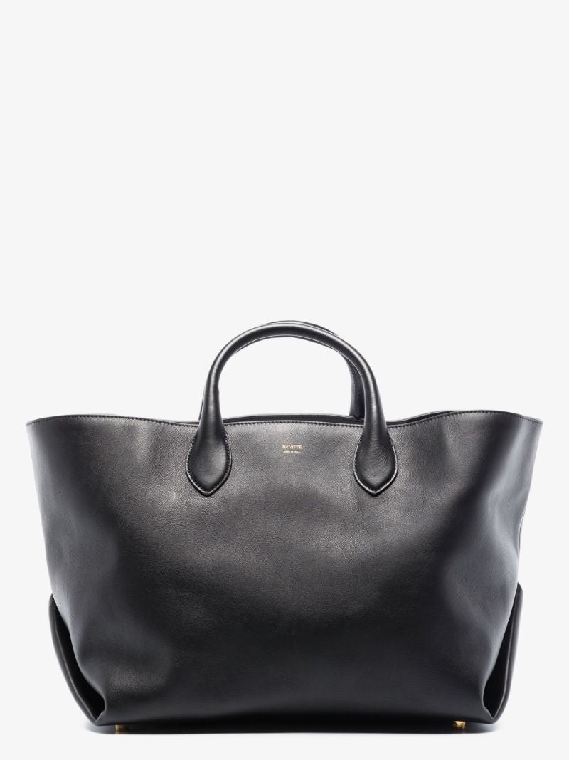 Black Amelia Large Leather Tote Bag