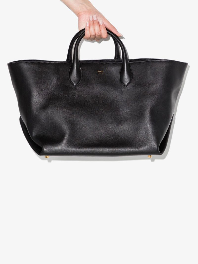 Black Amelia Large Leather Tote Bag