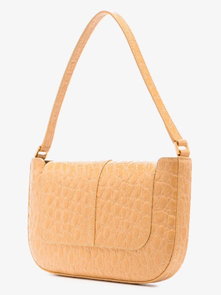 Neutral Miranda Lizard Effect Leather Shoulder Bag