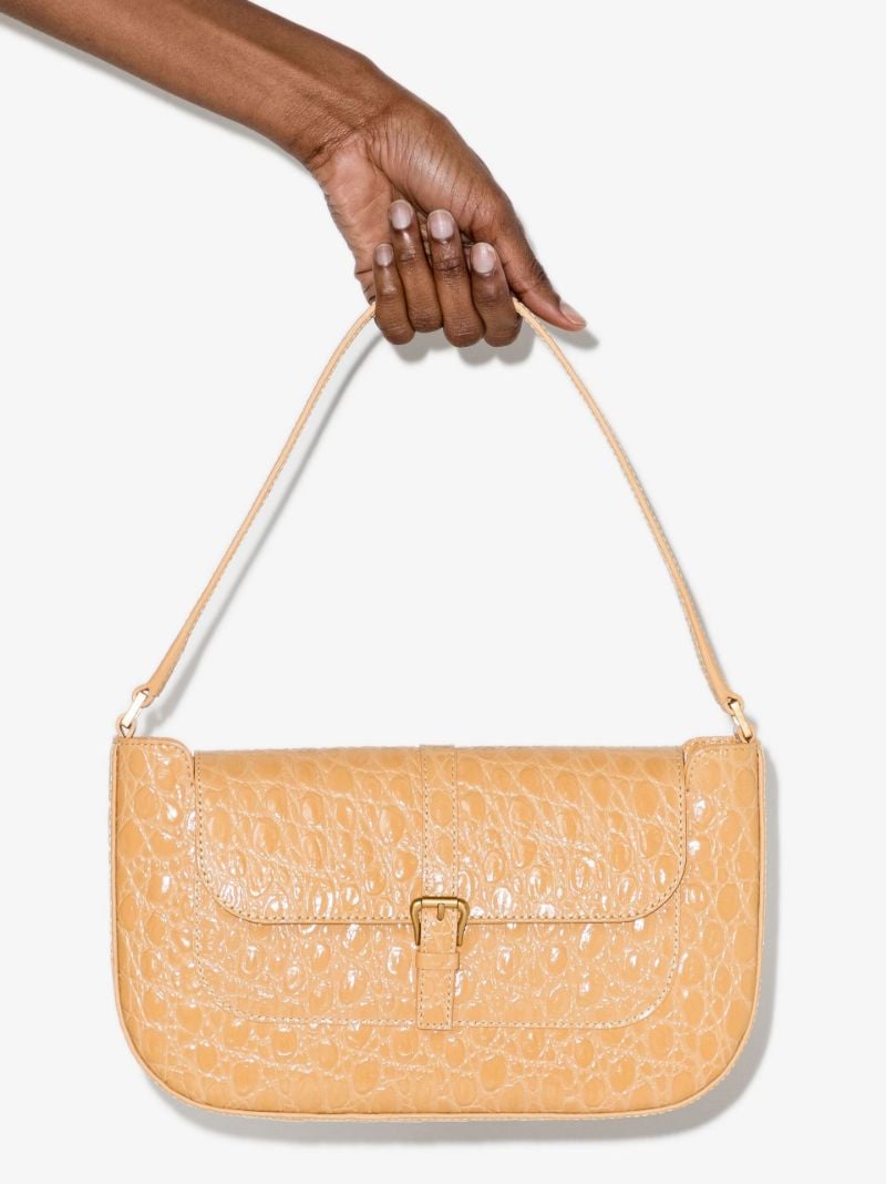 Neutral Miranda Lizard Effect Leather Shoulder Bag