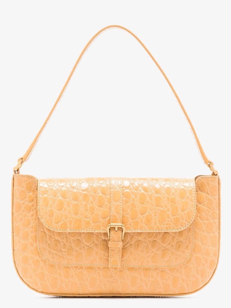 Neutral Miranda Lizard Effect Leather Shoulder Bag