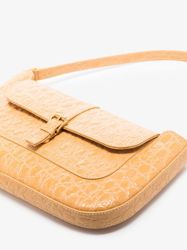 Neutral Miranda Lizard Effect Leather Shoulder Bag