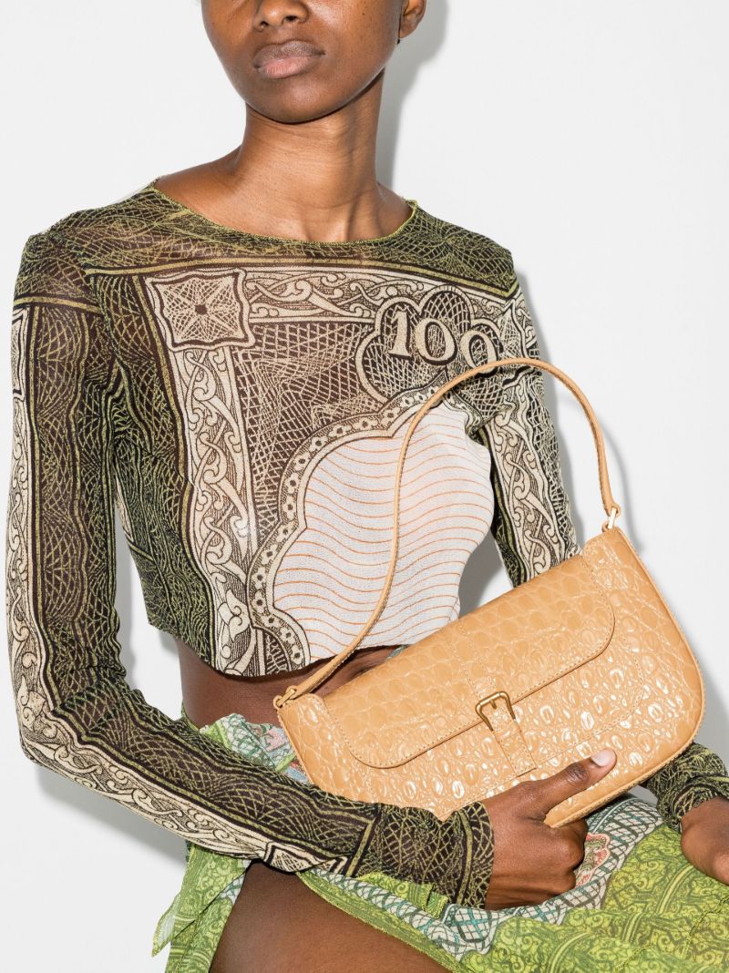 Neutral Miranda Lizard Effect Leather Shoulder Bag