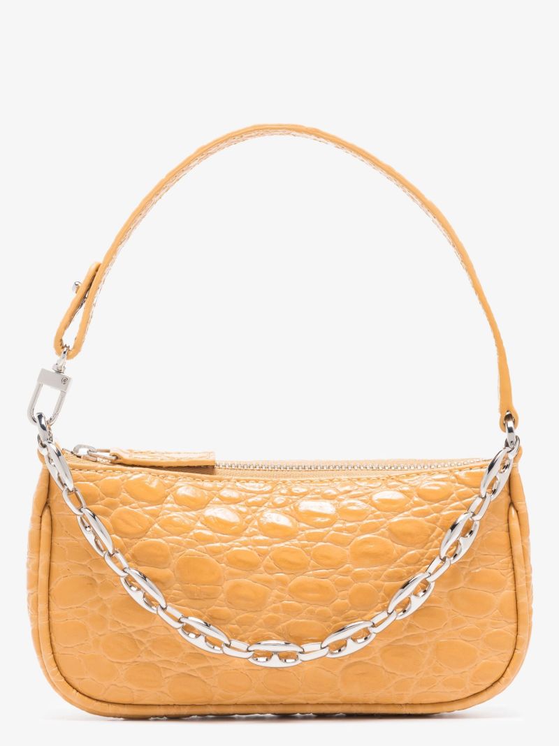 Neutral Mini Rachel Croc Embossed Leather Shoulder Bag