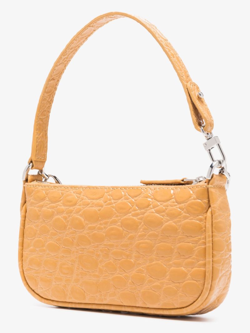 Neutral Mini Rachel Croc Embossed Leather Shoulder Bag
