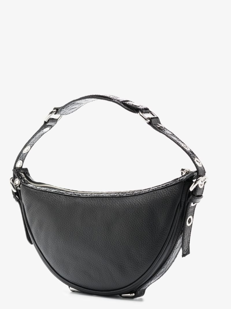 Black Gib Mock Croc Leather Shoulder Bag