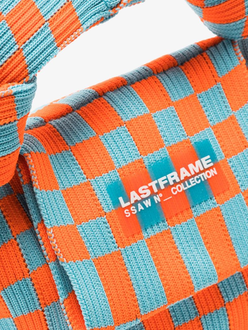 Orange and Blue Obi Ichimatsu Mini Tote Bag
