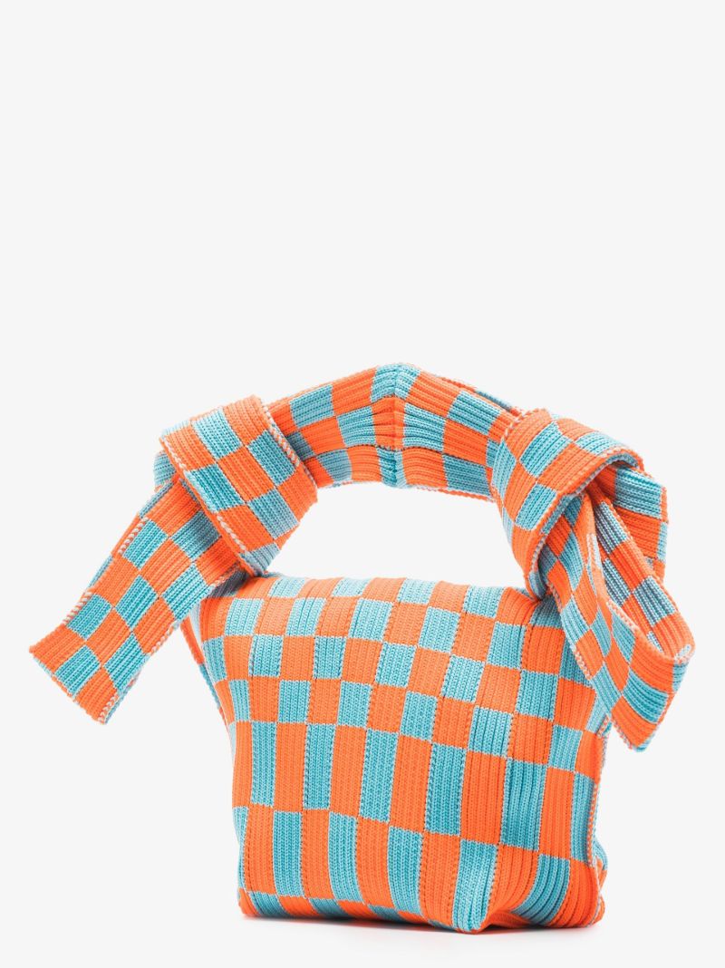 Orange and Blue Obi Ichimatsu Mini Tote Bag
