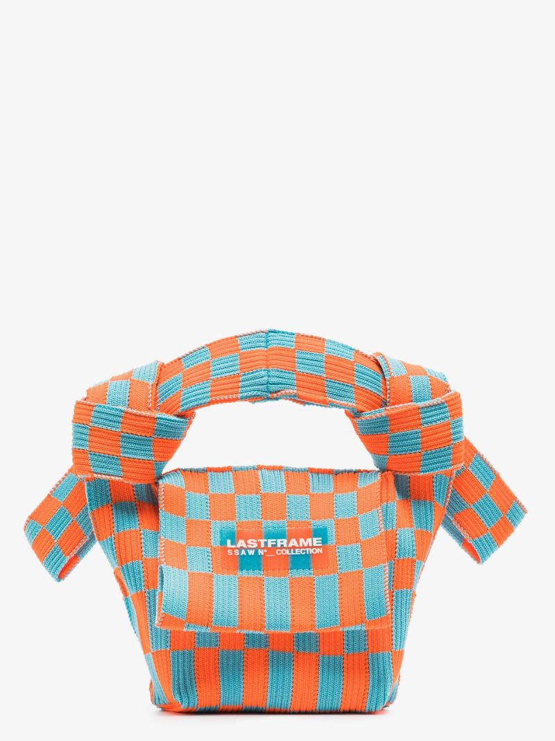 Orange and Blue Obi Ichimatsu Mini Tote Bag
