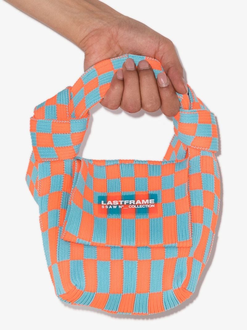 Orange and Blue Obi Ichimatsu Mini Tote Bag