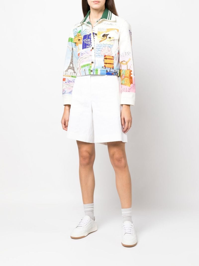 White Graphic Print Denim Jacket