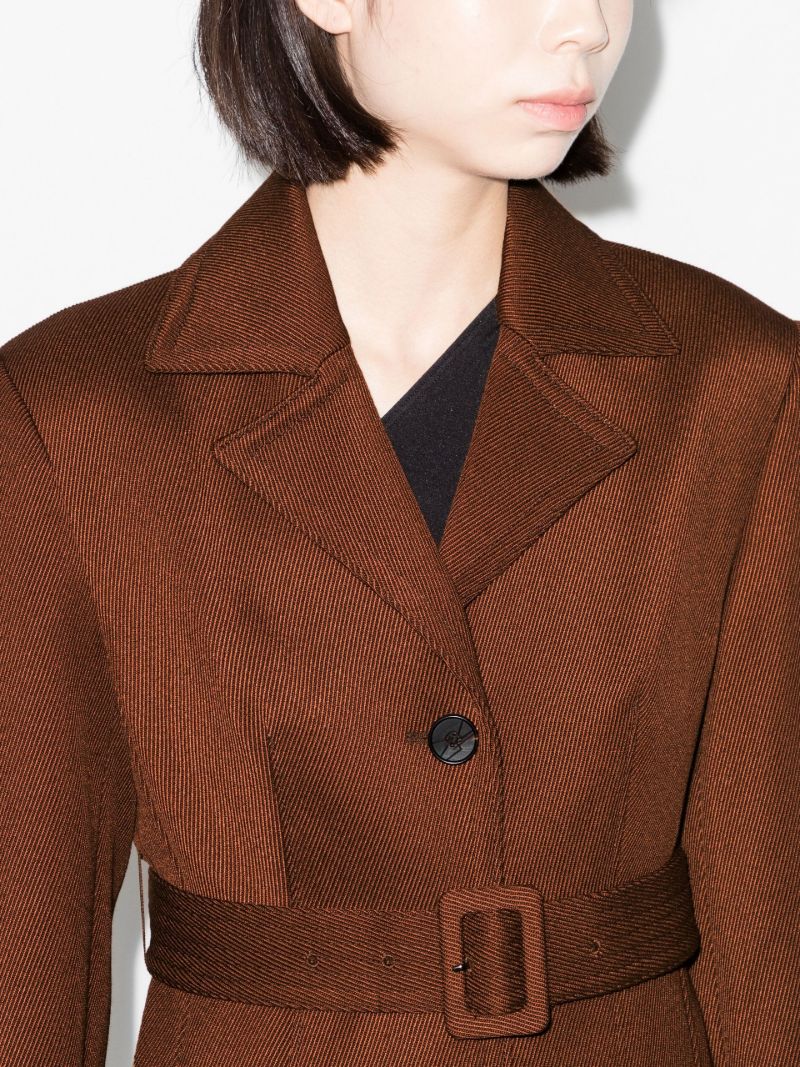 Brown Single-breasted Belted Coat