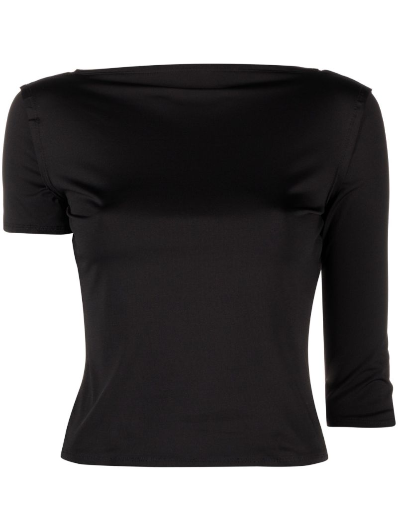 Black Asymmetric V-back T-shirt