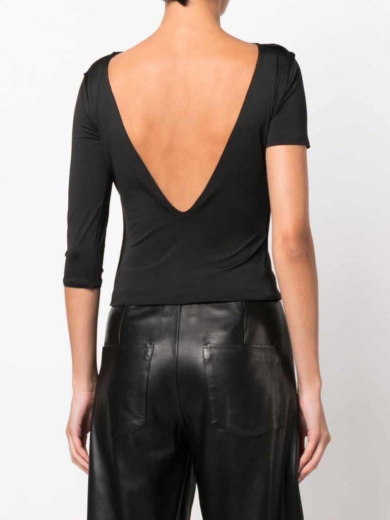 Black Asymmetric V-back T-shirt