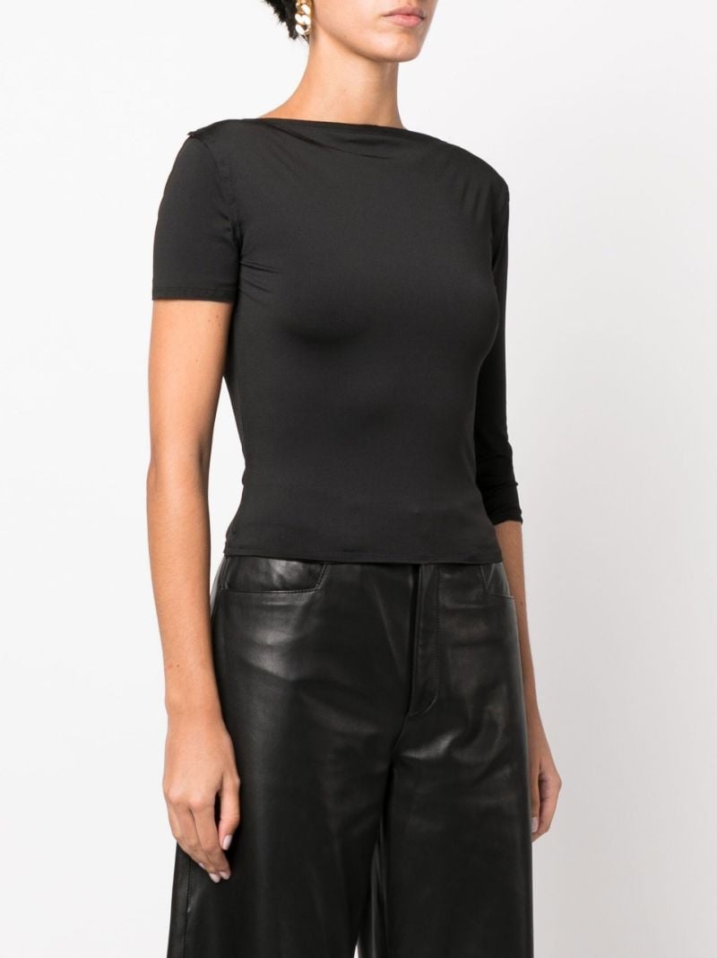 Black Asymmetric V-back T-shirt