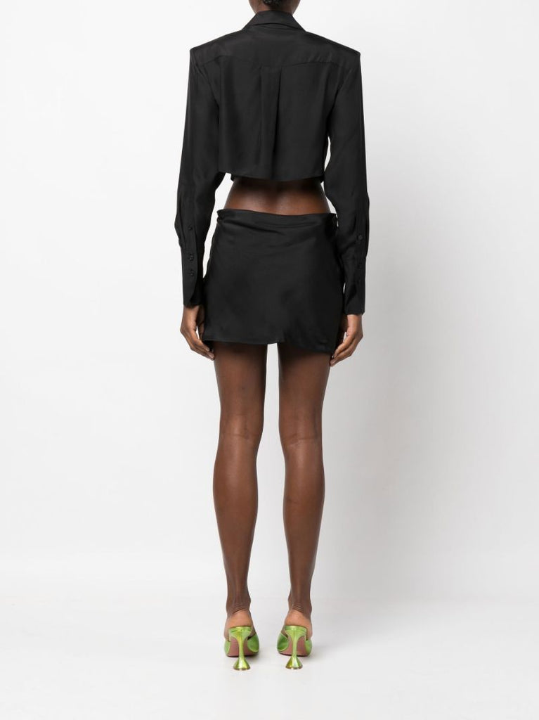 Black Tokai Twist Silk Mini Shirt Dress