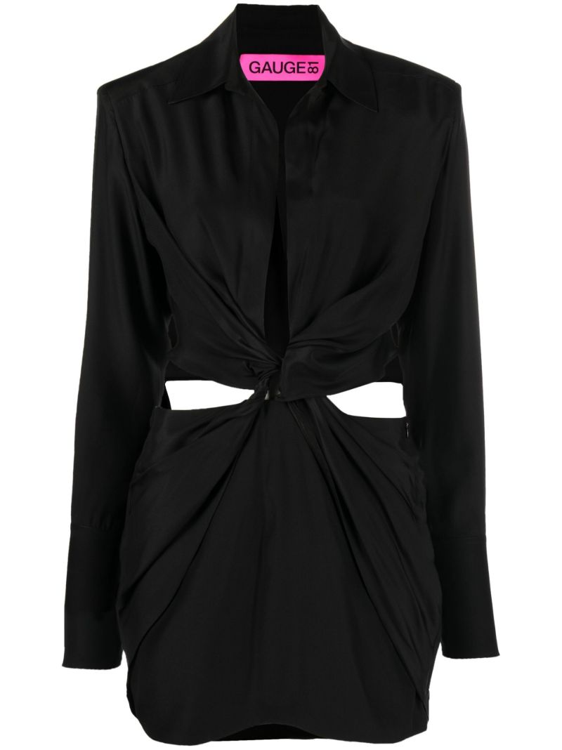 Black Tokai Twist Silk Mini Shirt Dress