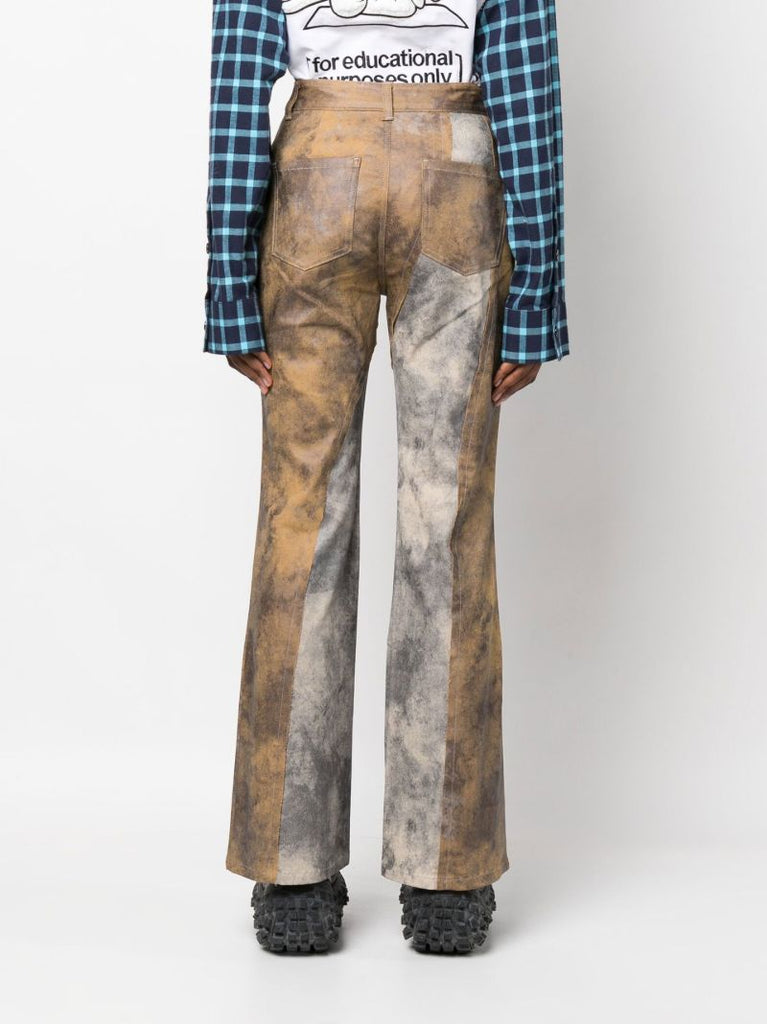 Neutral Mariko Panelled Straight-leg Trousers