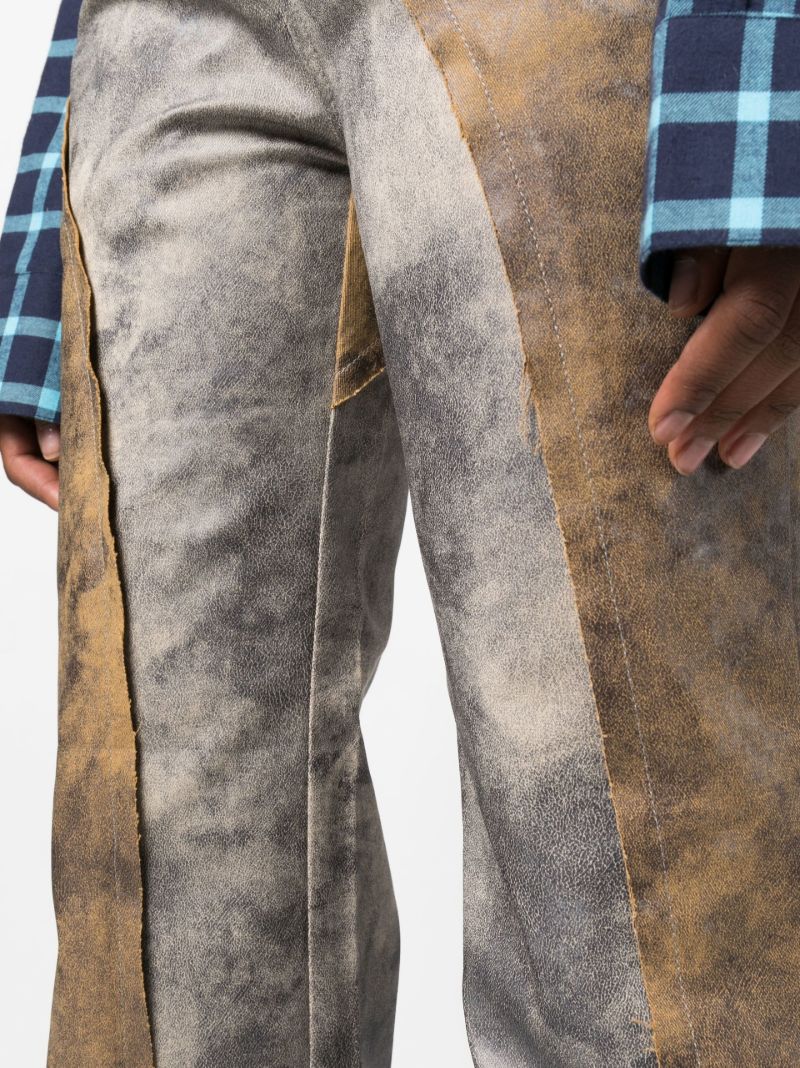 Neutral Mariko Panelled Straight-leg Trousers