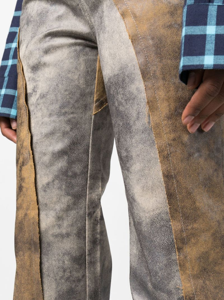 Neutral Mariko Panelled Straight-leg Trousers