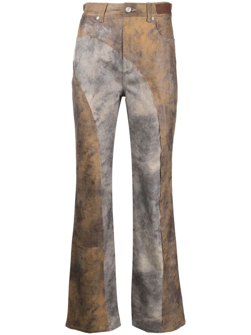 Neutral Mariko Panelled Straight-leg Trousers