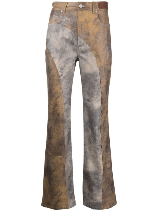 Neutral Mariko Panelled Straight-leg Trousers