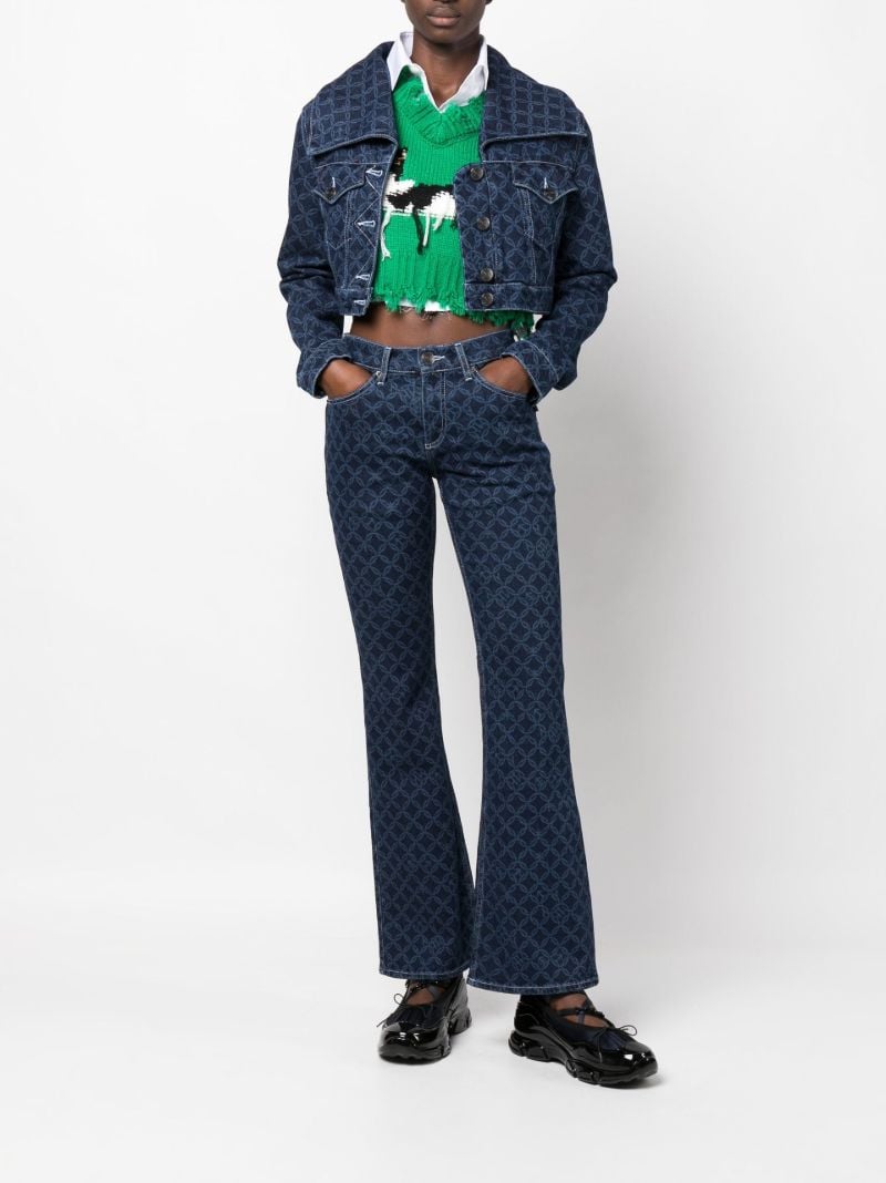 Blue Lady Geometric Print Flared Jeans
