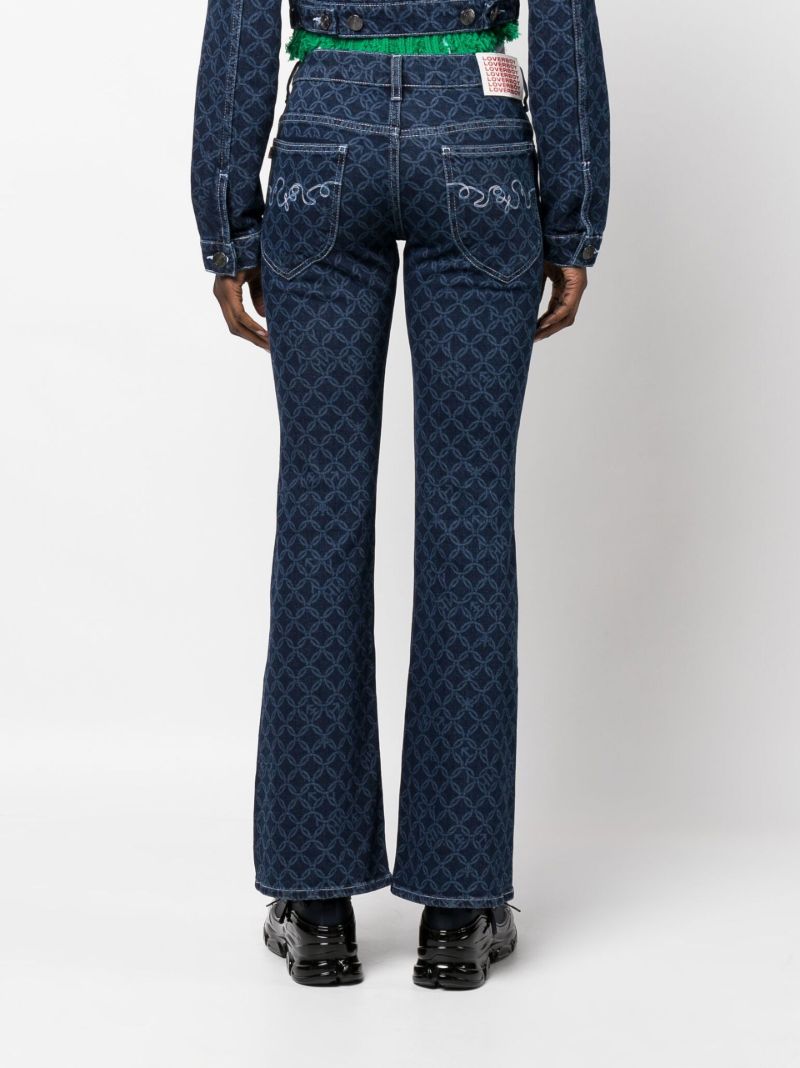 Blue Lady Geometric Print Flared Jeans