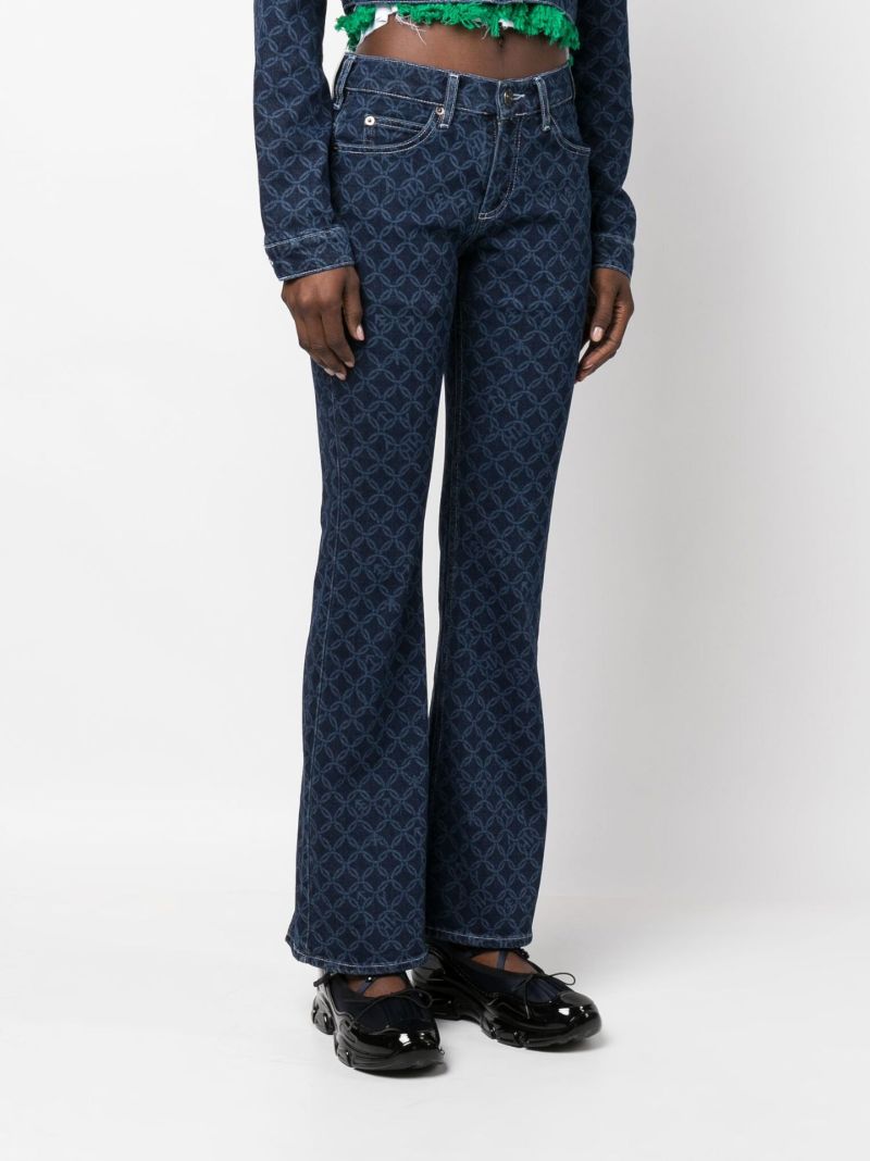 Blue Lady Geometric Print Flared Jeans
