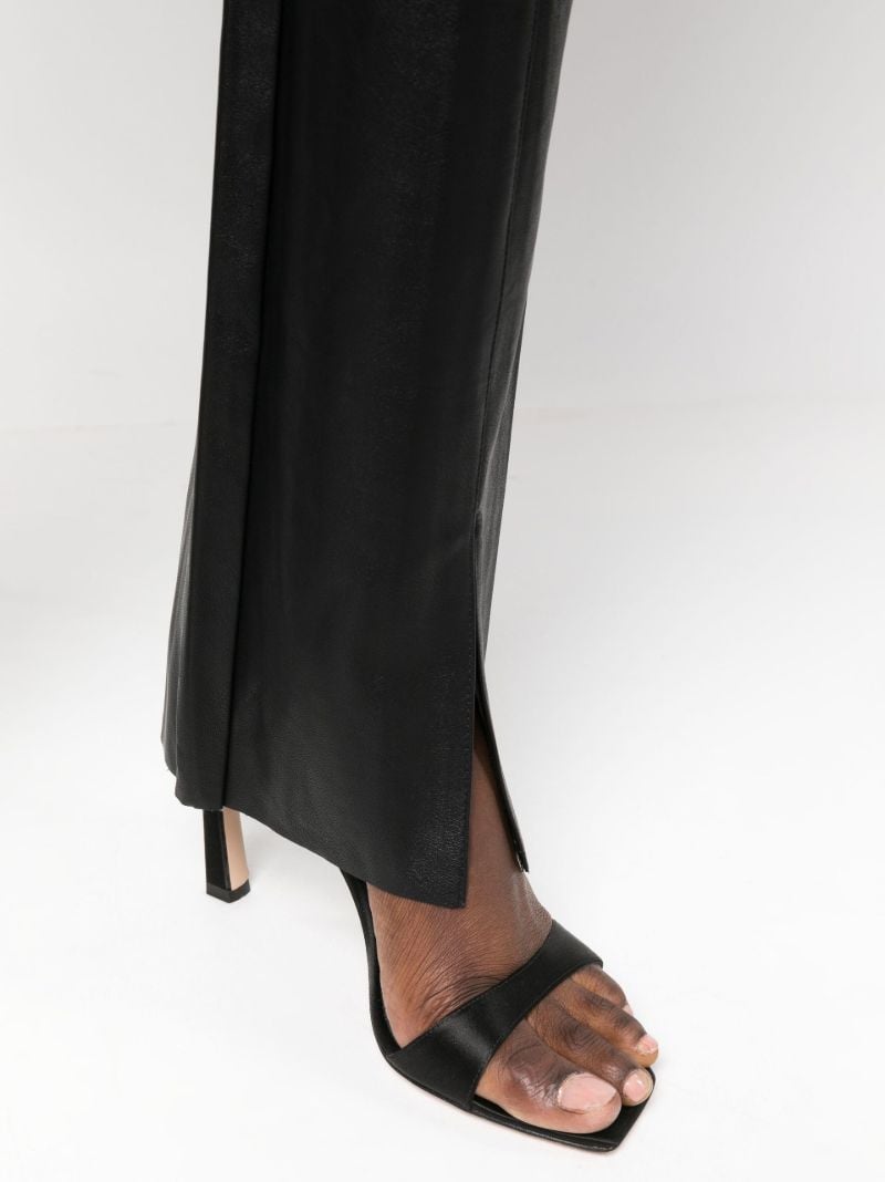Black Lace-up Vegan Leather Trousers
