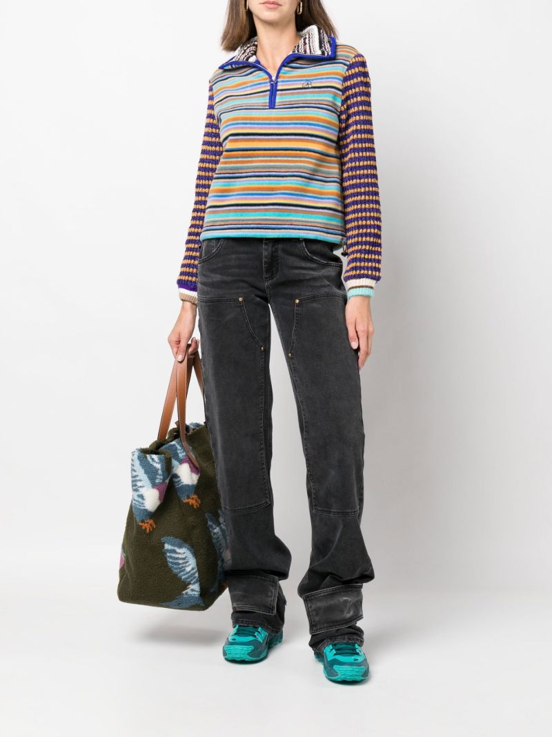 Blue Half-zip Striped Sweater