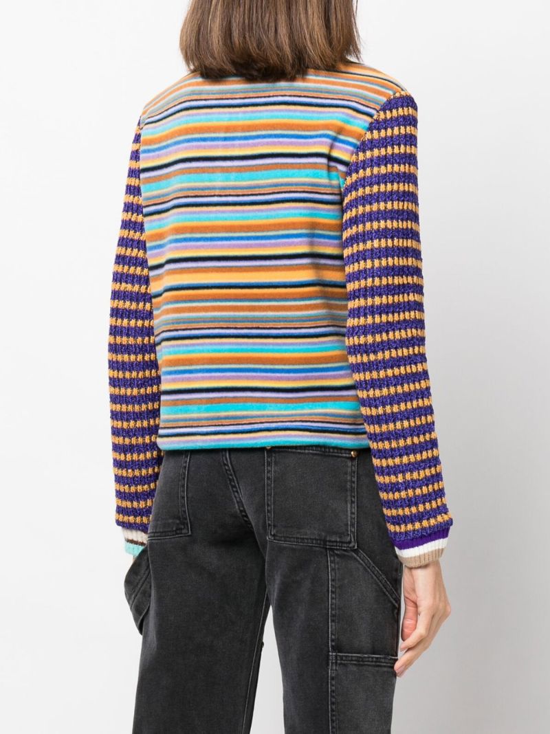 Blue Half-zip Striped Sweater